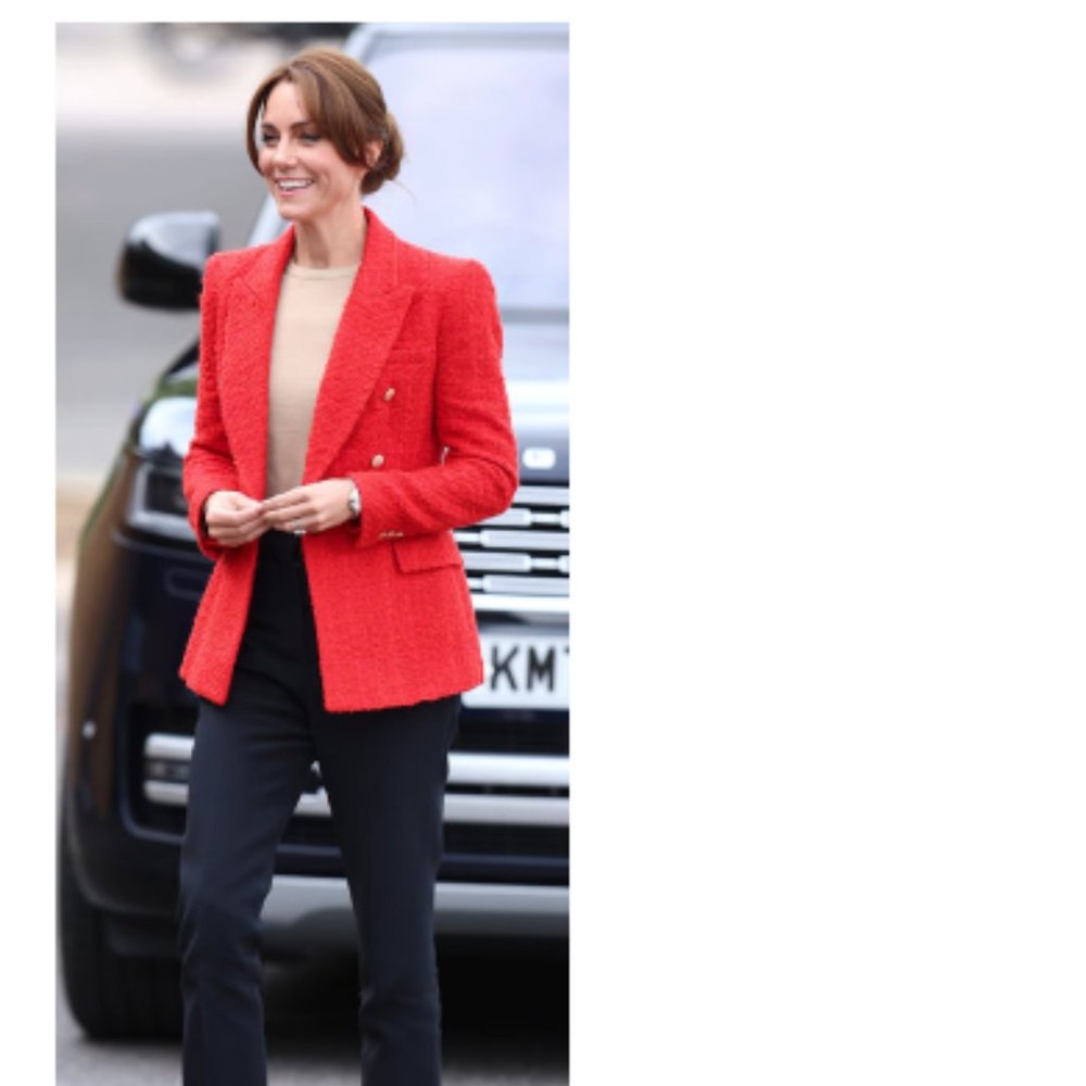 Zara NWT Textured Double-Breasted Red Blazer ASO Kate Middleton